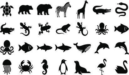 Obraz premium Logistics and delivery glyph icon set featuring stick figure couriers, distribution trucks, warehouse storage, and parcel handling processes.eps,