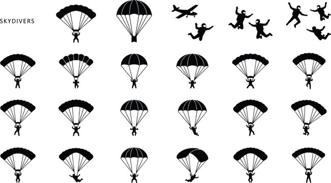 Logistics and delivery glyph icon set featuring stick figure couriers, distribution trucks, warehouse storage, and parcel handling processes.eps,