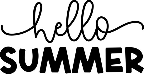 Summer season vector design. Colorful hand lettered Hello summer typography text with tropical holiday elements © Bundle Store