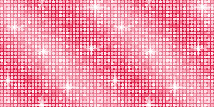 Disco glitter sequin with background pink texture for backdrop purple glam. Dance tile pattern with ball party rose for seamless mosaic retro. Sparkle gold disco with vector background iridescent