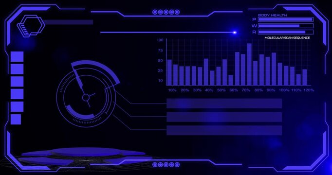 Futuristic hud display blue digital user interface with data