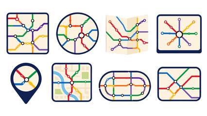 Set of colorful transit map icons in flat vector style © icon_art