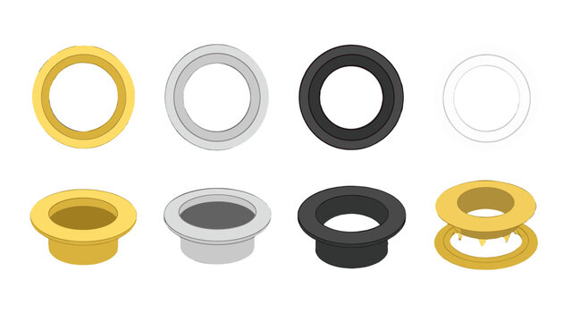 Metal eyelet and grommet ring set in multiple colors