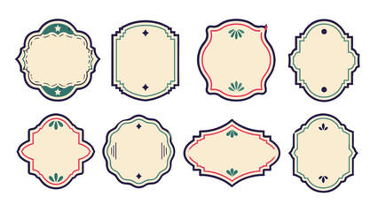 Fototapeta premium Set of decorative vintage label frames in pastel vector style
