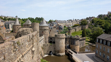 Fototapeta premium View of Fougères Castle in Brittany, France. 