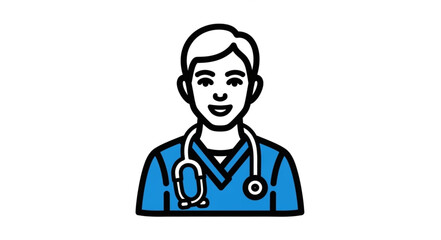 Fototapeta premium Doctor wearing scrubs and stethoscope illustration.