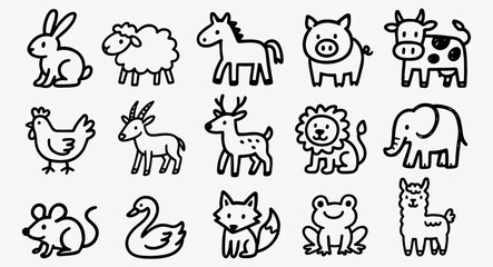 Naklejka premium Cute animal cartoon illustrations vector collection