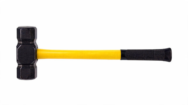 hammer, heavy duty mallet, construction equipment, industrial mallet, demolition tool, sledgehammer tool, work tool, single item, object, white background, stock photography