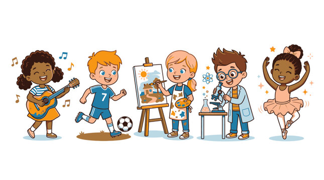 Children Engaged in Various Creative Activities.