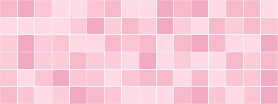 Tile bathroom pool with pink checkered pattern and background toilet vector. Grid banner mosaic with white kitchen texture and ceramic wall backdrop. Abstract square tile with clean design pink.