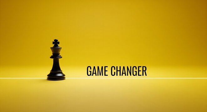 Game Changer Concept Chess King on Yellow Background