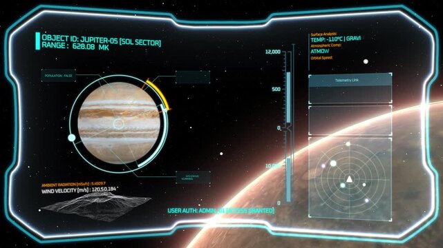 Space exploration hud with jupiter scan and admin access