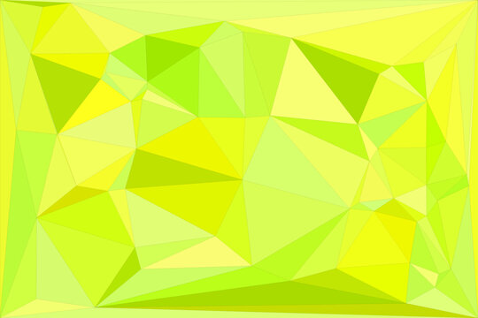 Abstract low poly polygon generative background bright yellow and green triangular pattern design.