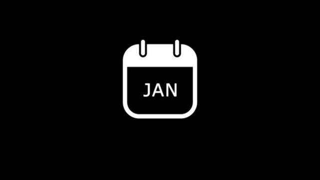 White calendar showing the month of january abbreviated as jan on a black background