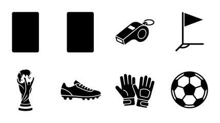 8 Soccer Icons Silhouette Set, Flat, for Sports and Competition © pixostudio