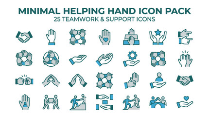 Fototapeta premium Minimal Helping Hand Icon Set.