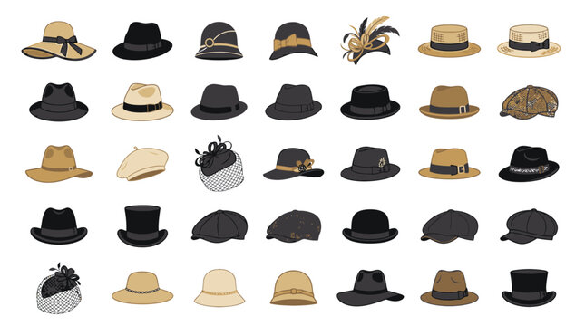 Collection of various stylish hat designs.