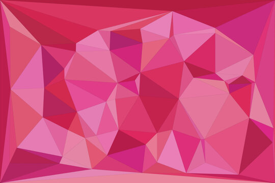 Abstract background polygonal mosaic red pink geometric triangular pattern low poly design.