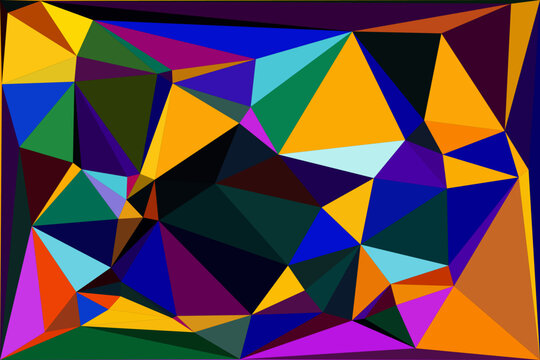 Abstract geometric triangular low poly pattern background with mix of bold dark colors.