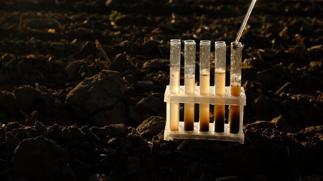 Field soil samples for analysis. Selective focus.