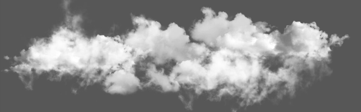 Realistic white cloud isolated on grey background isolated on transparent background