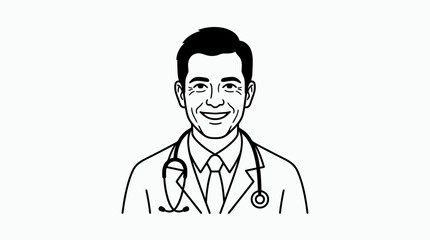 Fototapeta premium Smiling doctor with stethoscope around neck.