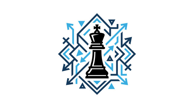 Black Chess King Piece Icon Design.