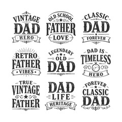 Fototapeta premium Retro Black and White Father’s Day Quote SVG for T-Shirts