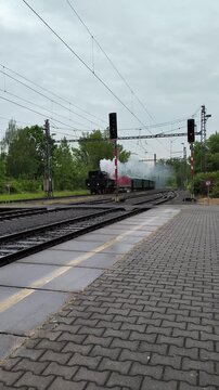 Historic steam locomotive 432.041, known by the nickname "Velk&yacute; Bejček" (The Big Bull), built in 1924. 