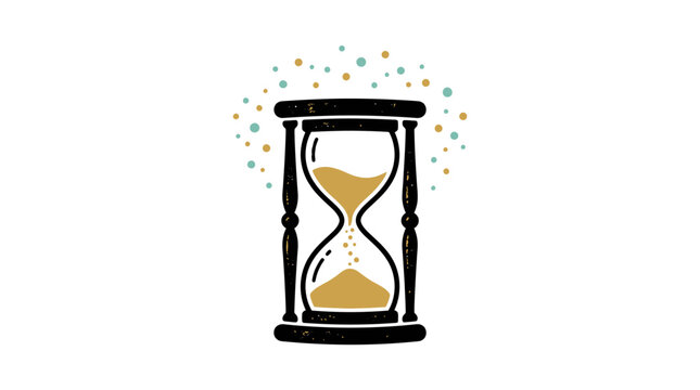 Hourglass with sand flowing down slowly.