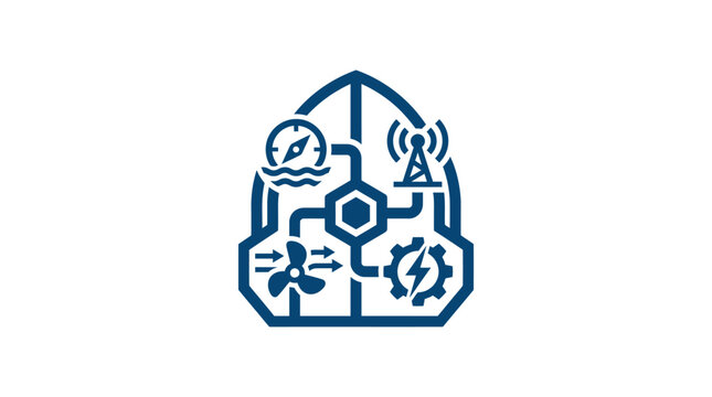 Technology logo with various symbols.
