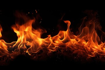 Fototapeta premium Full fire flames backgrounds bonfire black background.
