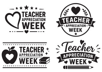 Obraz premium Teacher Appreciation Week Badges Logos and Labels Set