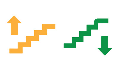 Obraz premium Stairs Up and Down Arrow Icons for Progress and Decline