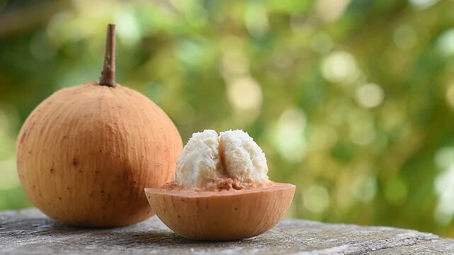 Santol or Sandoricum koetjape (Burm. f.) Merr. fruits on natural background.