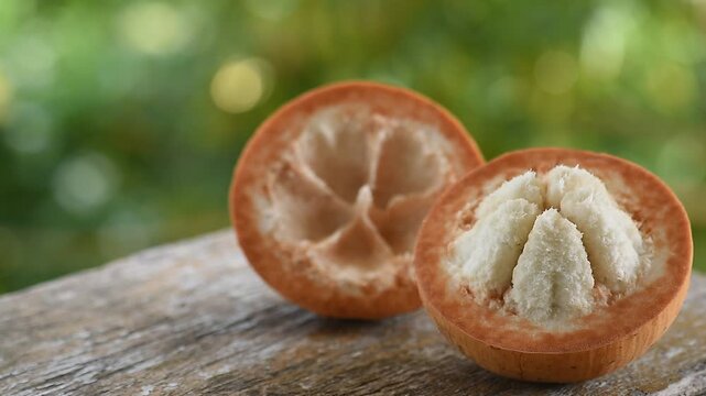 Santol or Sandoricum koetjape (Burm. f.) Merr. fruits on natural background.