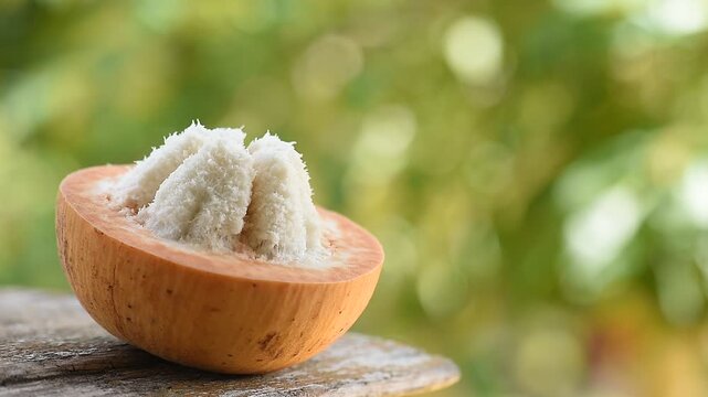 Santol or Sandoricum koetjape (Burm. f.) Merr. fruits on natural background.