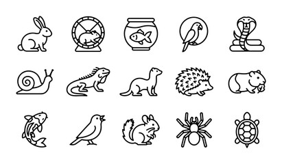 Pet Icons Vector Set: Cute Animal Graphics for Pet Care, Veterinary, and Wildlife Themes © Ariful