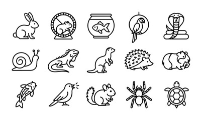 Pet Icons Collection: Cute Animal Line Art for Pet Care and Veterinary Services © Ariful