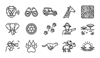 Safari Icons Set: Wildlife, Adventure, Exploration, Photography, Nature, Vector Graphics © Imran
