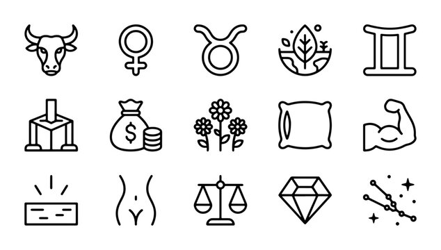 Zodiac Icons Set, Astrology Symbols Vector Collection, Celestial Horoscope Graphics, Horoscope Icons
