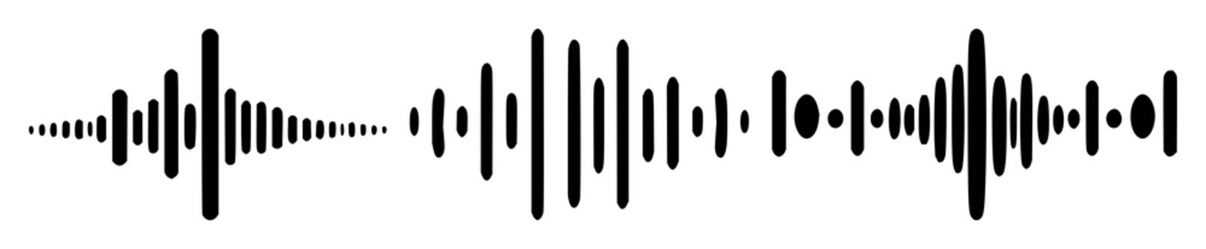 NLP sound wave icon set with solid black icon on white background featuring natural language processing, audio waveform, vector illustration with black and white and digital communication