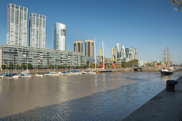 Puerto Madero Waterfront Skyline with Marina and Modern Skyscrapers in Buenos Aires © santiago