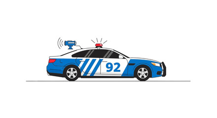 Modern Police Car with Speed Camera and Siren, Law Enforcement Vehicle © mat