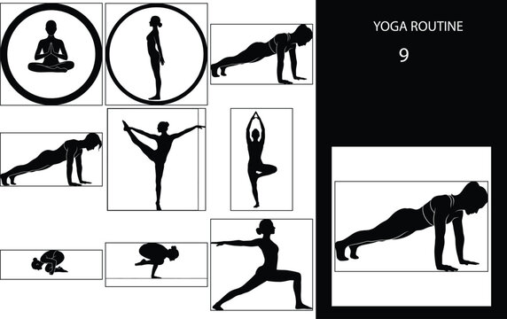 Yoga yoga poses collection isolated on white background