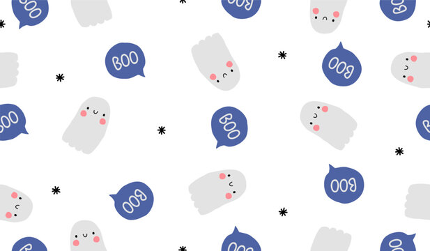 Cute ghost pattern background vector design
