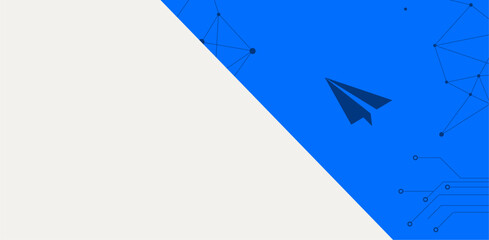 Paper Airplane Technology Communication Banner With Digital Network Connections Polygon Mesh Background and Startup Innovation Concept © jason