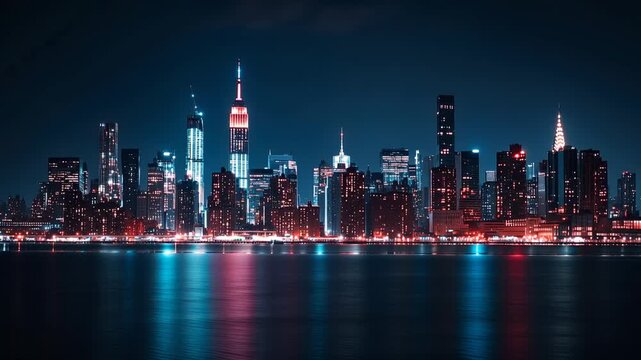 New york city skyline with empire state building at night