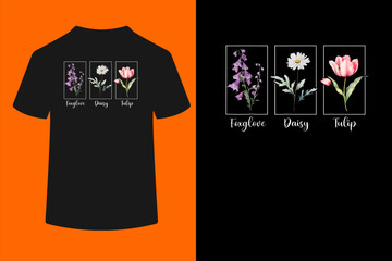 Subtle Floral Foxglove Daisy Tulip Flowers Women T-Shirt  © ben