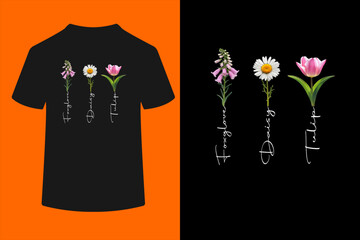 Foxglove Daisy Tulip Floral Subtle Floral Flowers T-Shirt  © ben